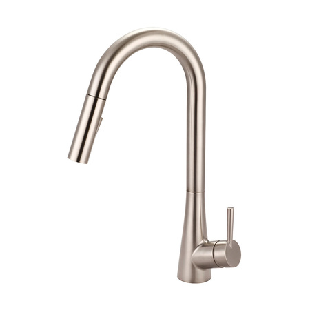 OLYMPIA FAUCETS Single Handle Pull-Down Kitchen Faucet, Compression Hose, Nickel, Weight: 6.1 K-5025-BN